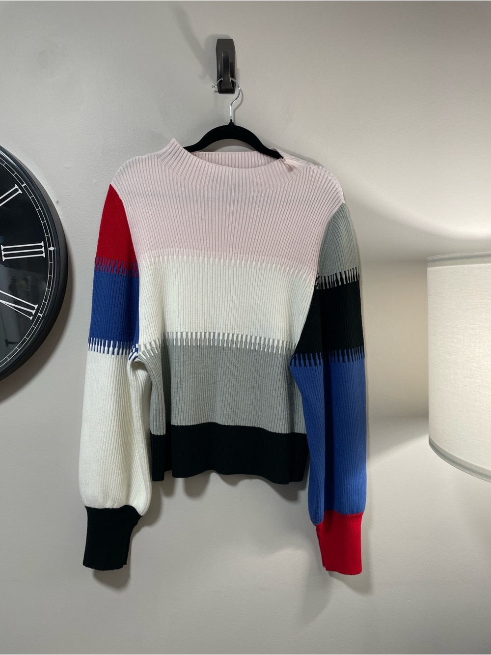 Anthropologie x French Connection Multicolor Ribbed Crewneck Sweater